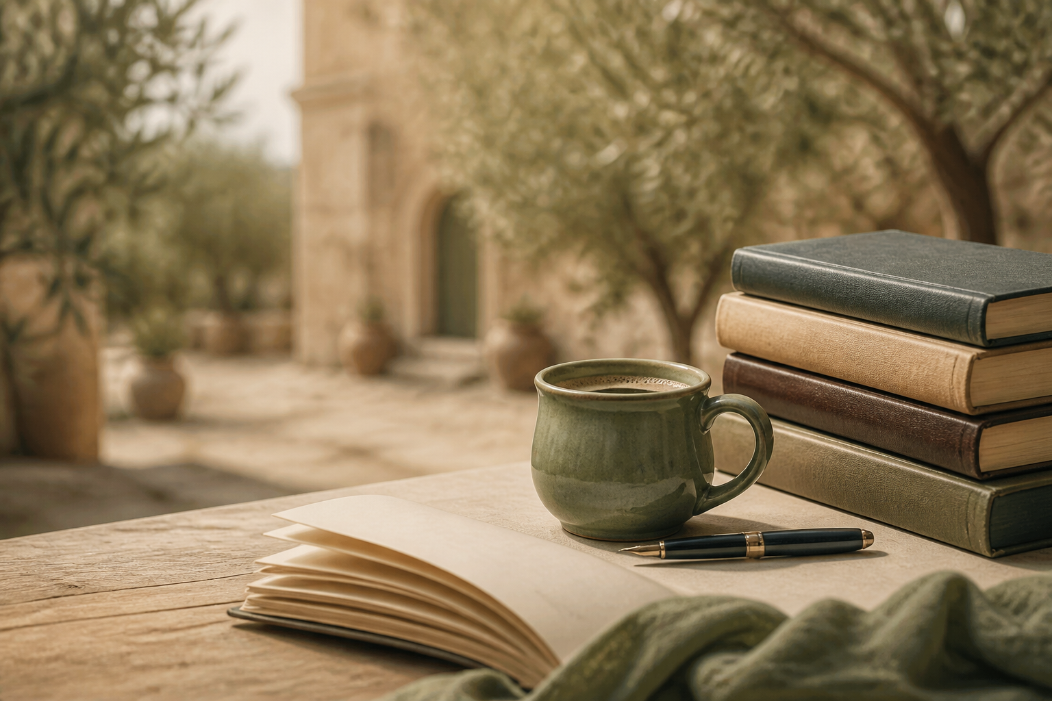 كتب وقلم ومنصة الكتابة